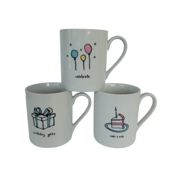 I. Godinger‎ & Co Birthday Celebration Mugs Set of 3 - Picture 1 of 9